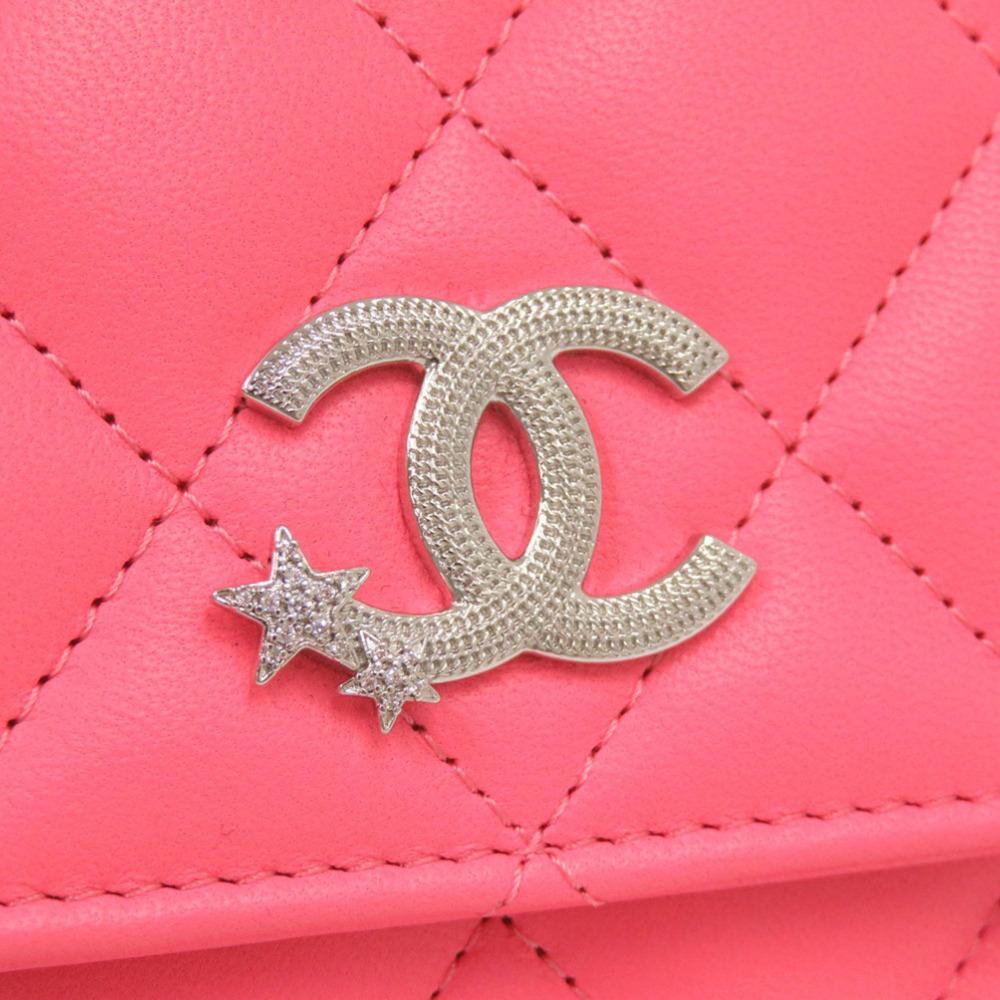 CHANEL Authentic Pink Lambskin Leather Logo Wallet - Picture 8 of 10